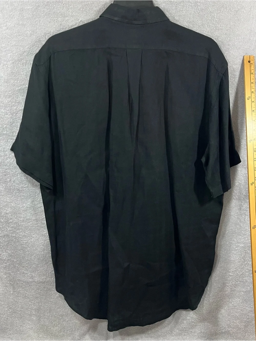 Polo Ralph Lauren Shirt Mens Medium Black Blake Short Sleeve 100% Linen Button